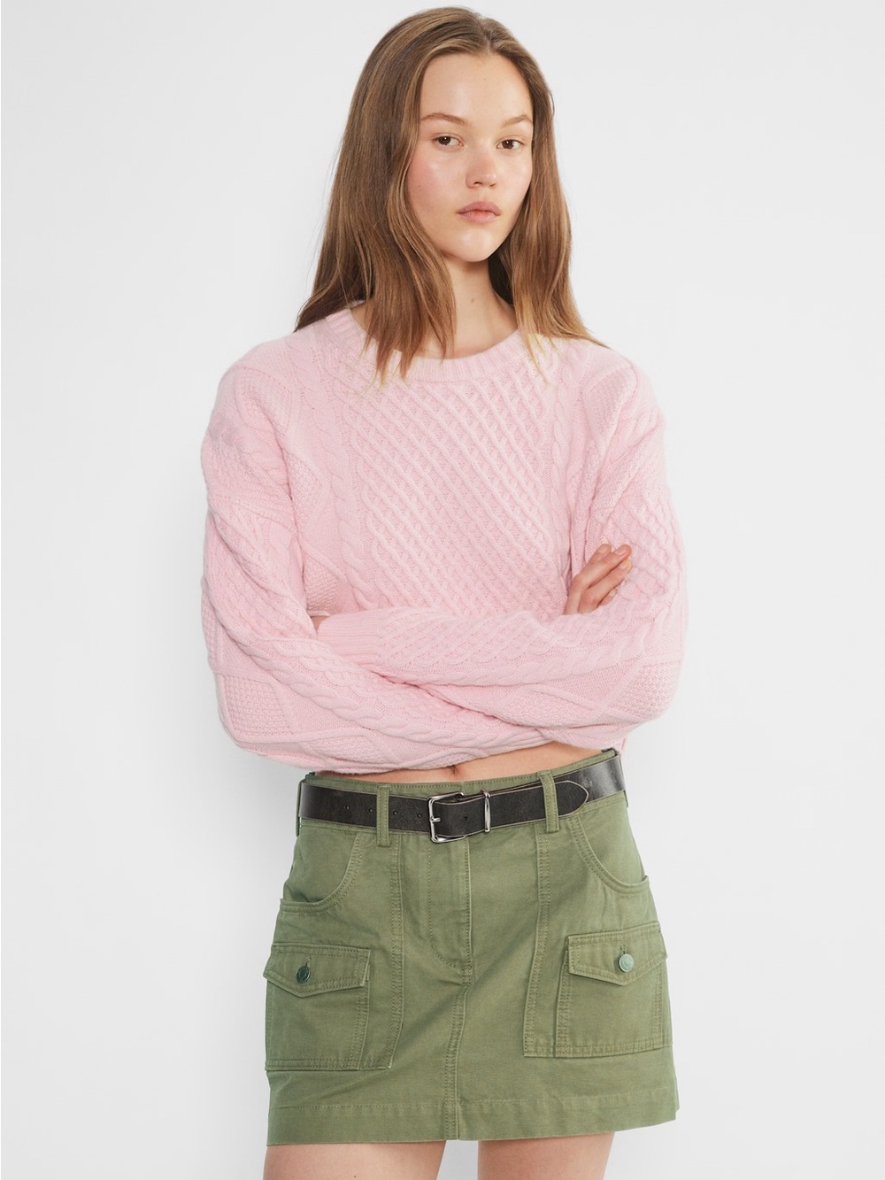 Aritzia Sunday Best peggy cropped sweater cupid pink